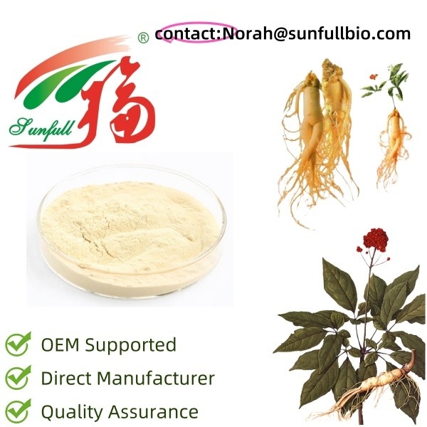 Ekstrak Ginseng Spesifikasi Produk 10~30% Ginsenosida oleh UV 15% 20% Ginsenosida oleh HPLC 80% Ginsenosida oleh UV ((Stem & Leaves) Ginseng Bubuk lurus Spesifikasi ekstrak ginseng yang berbeda berguna