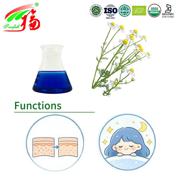 German Chamomile Extract Liquid Oil Cosmetic Ingredients Essential Oils Chamazulene Alpha-Bisabolol German Chamomile Oil